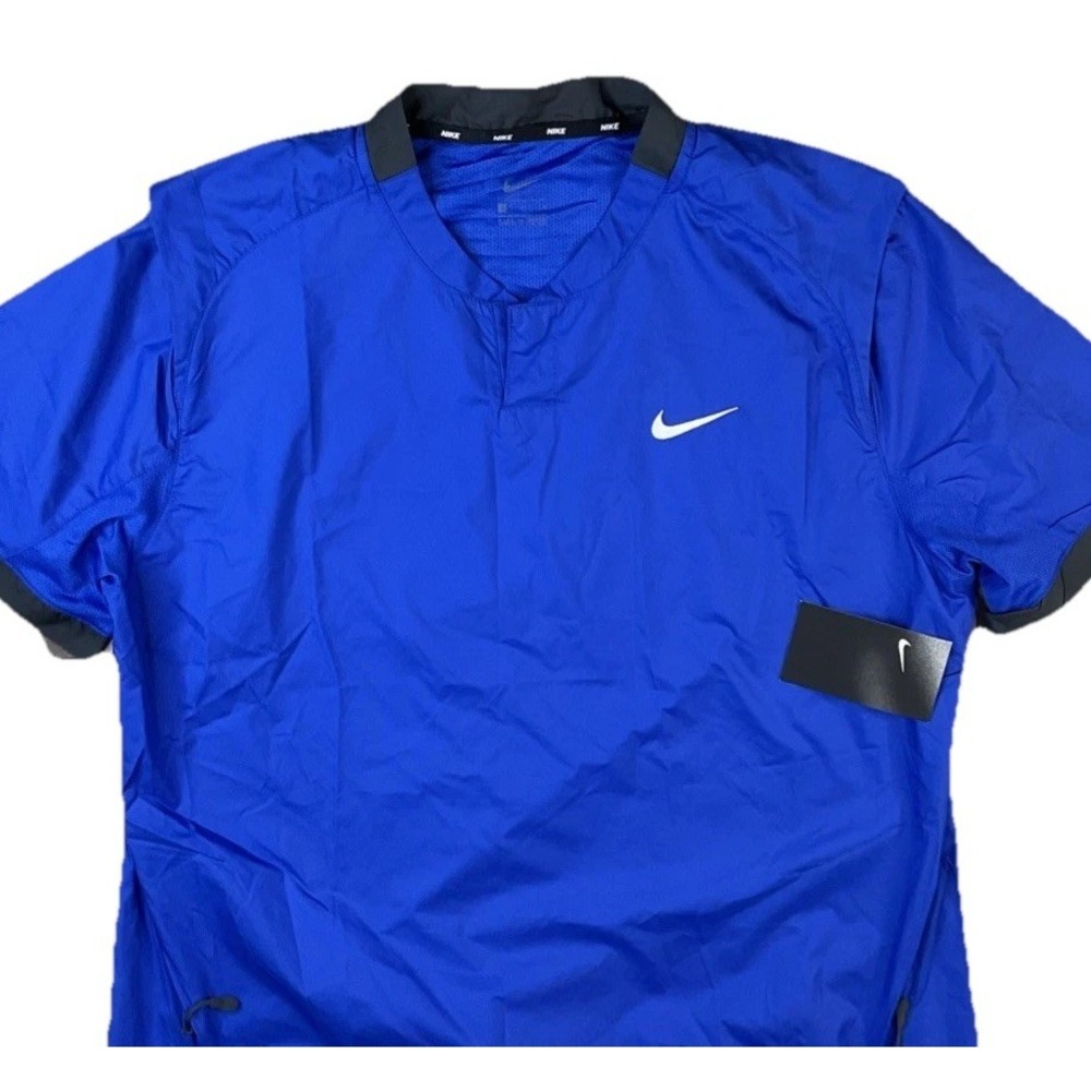Nike‎ Dri-Fit Softball Wind Shirt Jacket Womens L Blue Short Sleeve AV6696 NWT